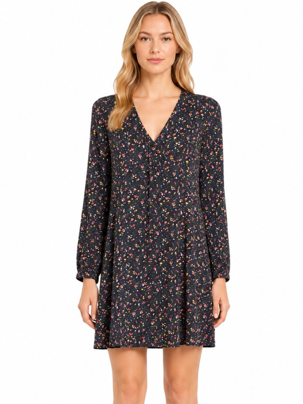 Madewell x Sezane Silk Elly Shirt Dress Size Small Floral Boho Dark Fairy Whimsy